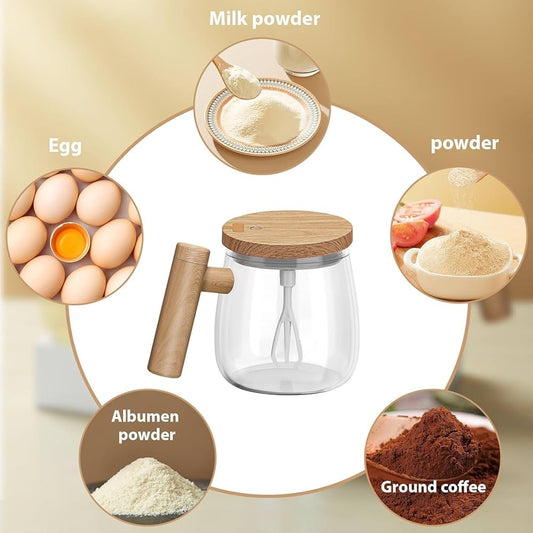 Self-Stirring Mug – USB Rechargeable, Elegant Glass Design