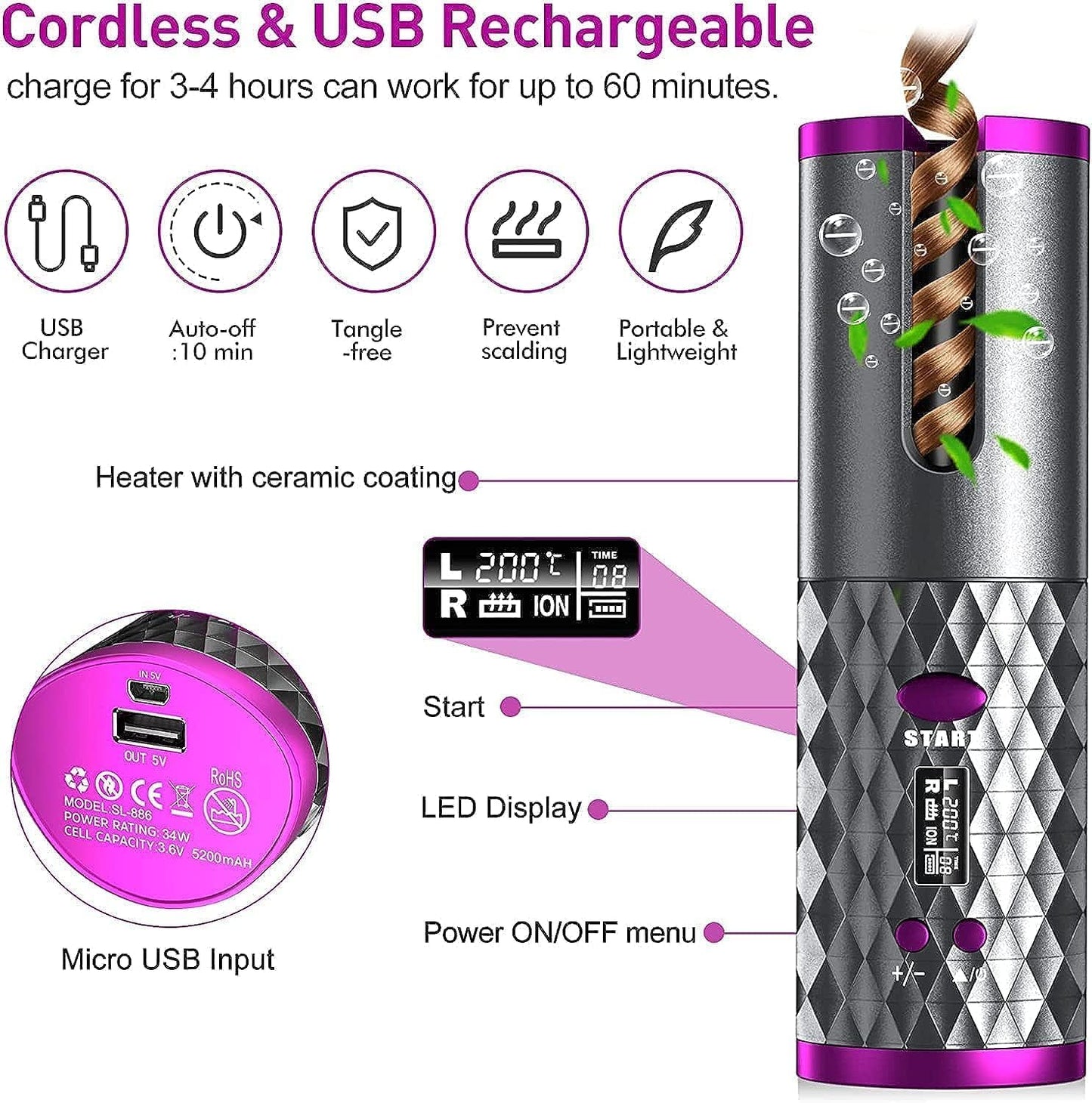 Cordless Automatic Hair Curler