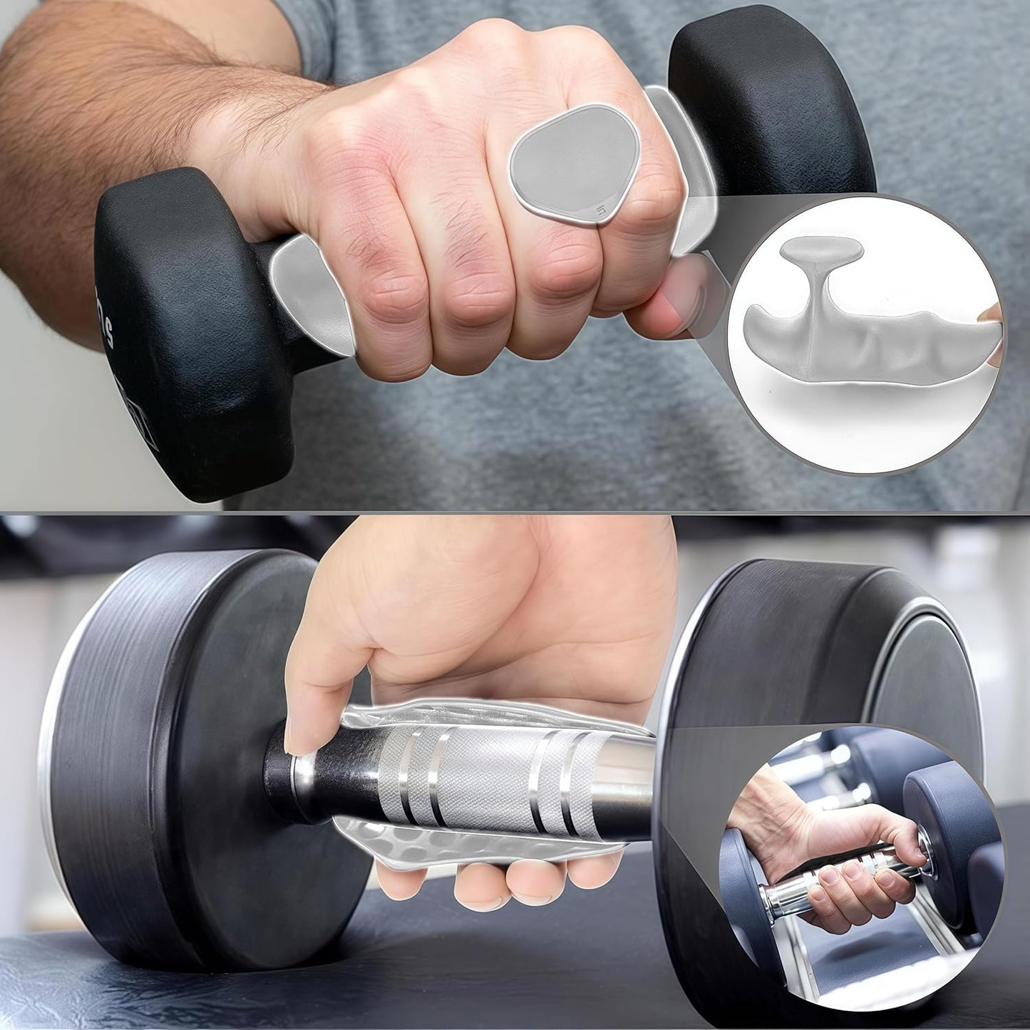 Rubber Gym Grips Fingerless Workout Grips (White -Set of 2 PCS)